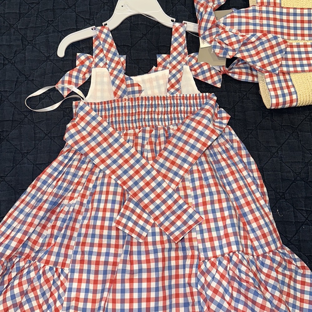 Tahari red white and blue bow dress and bag size 5 - Picture 3 of 4